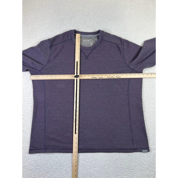 Eddie Bauer Sweater Mens 2XL Purple Waffle Knit Crewneck Pullover Lightweight - Picture 8 of 9